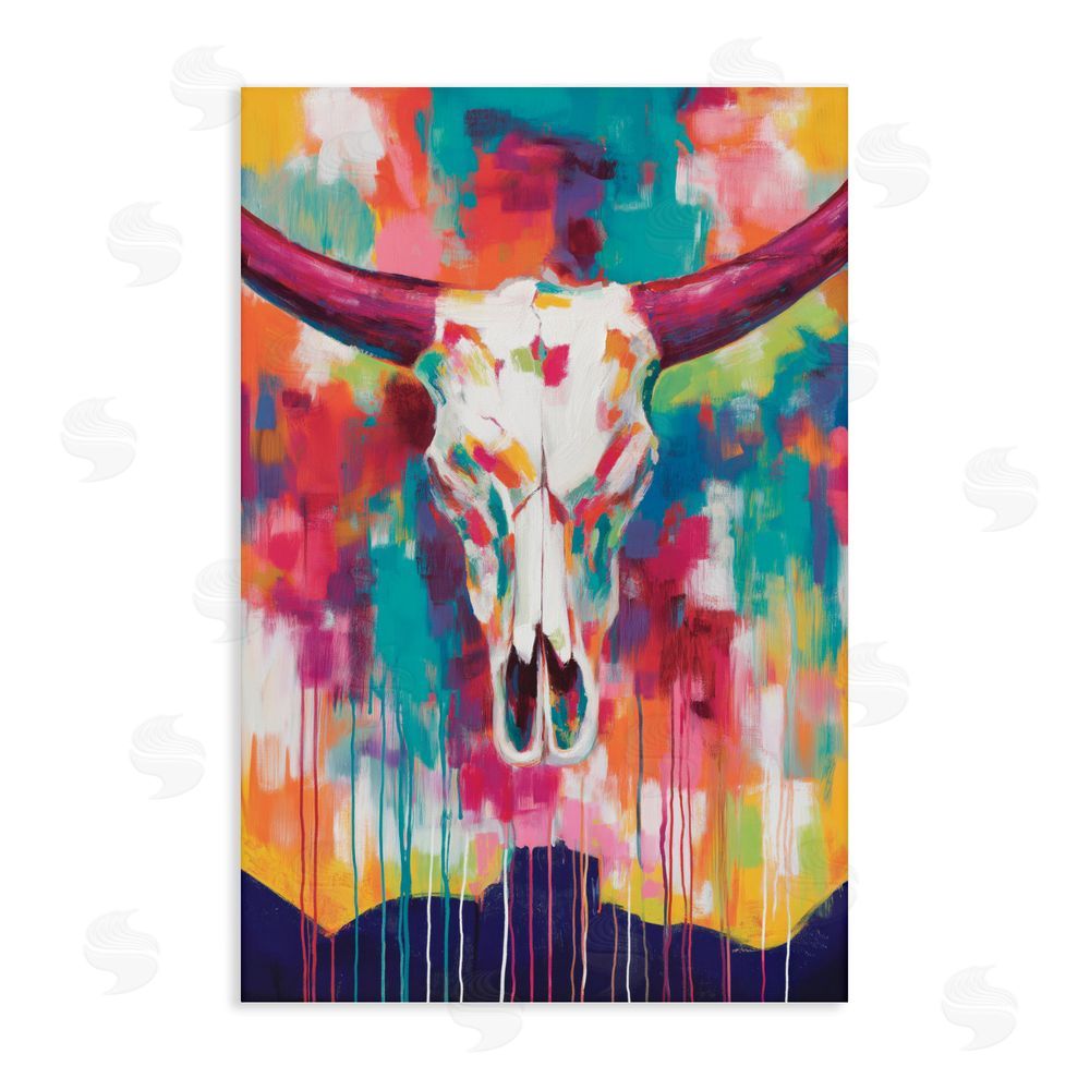 Chromatic Storm Studio Spirit Of The West Skull Stretched Canvas Wall Art Print