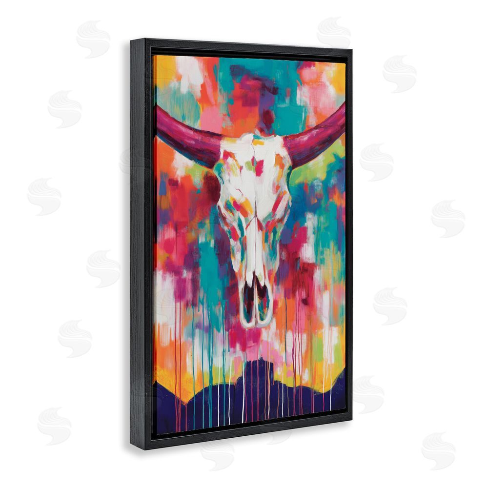 Chromatic Storm Studio Spirit Of The West Skull Black Floating Framed Canvas Wall Art Print
