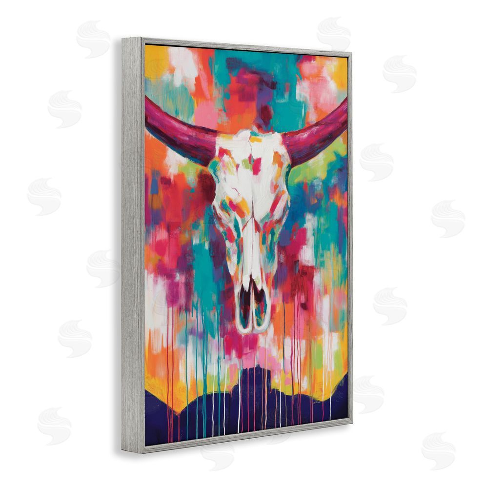 Chromatic Storm Studio Spirit Of The West Skull Gray Framed Giclee Wall Art Print