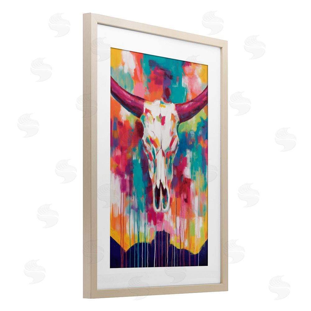 Chromatic Storm Studio Spirit Of The West Skull Brown Framed Print Under Glass with White Mat Wall Art