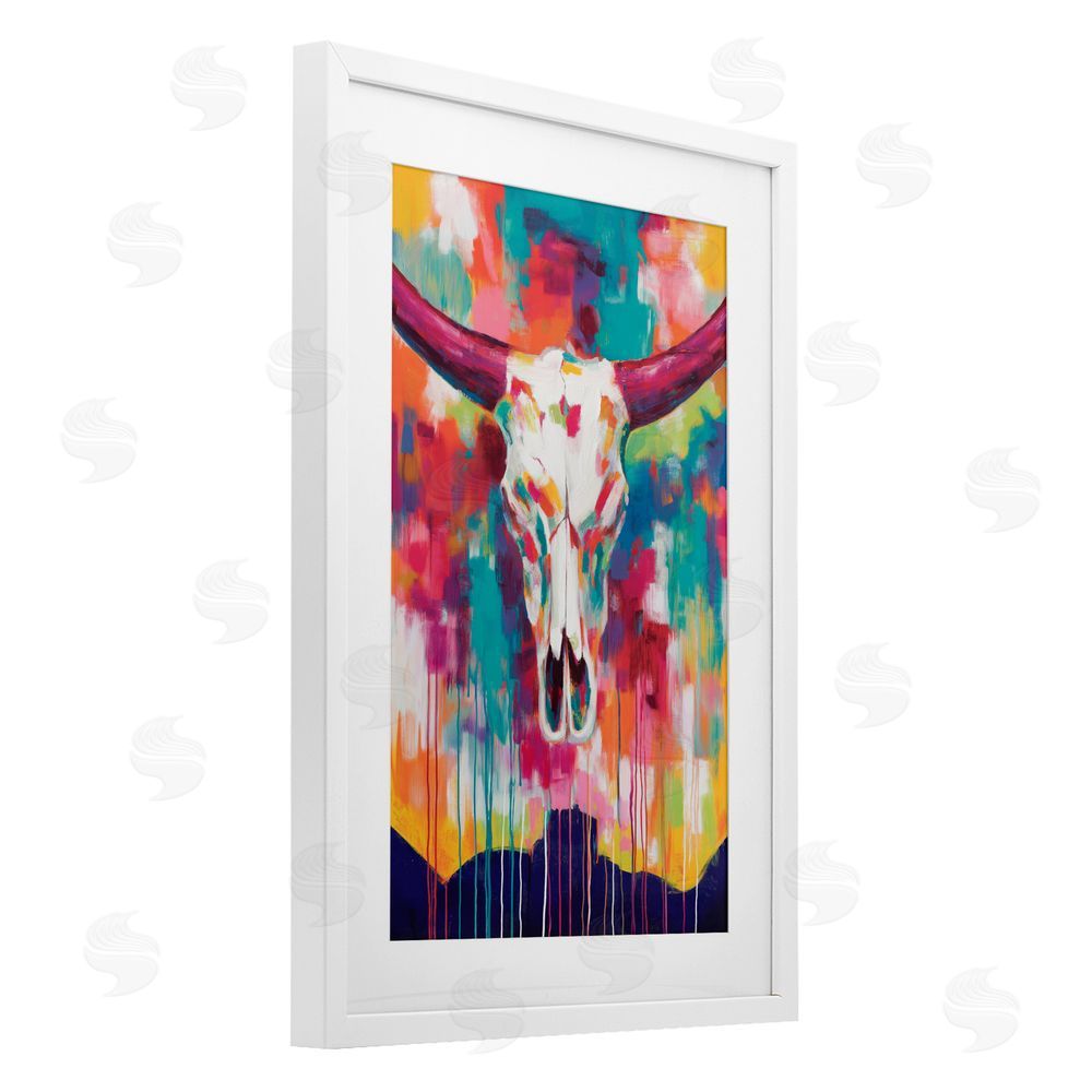Chromatic Storm Studio Spirit Of The West Skull White Framed Print Under Glass with White Mat Wall Art