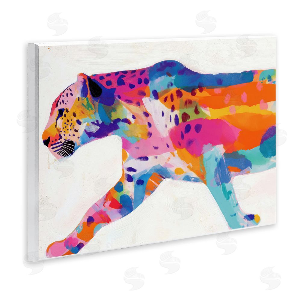 Chromatic Storm Studio Vibrant Hued Cheetah In Motion Wall Plaque Printed Art