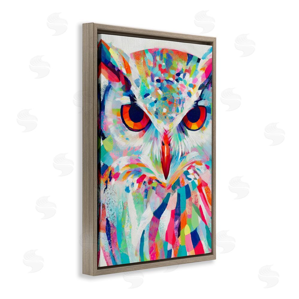 Chromatic Storm Studio Expressive Owl Gaze Brown Floating Framed Canvas Wall Art