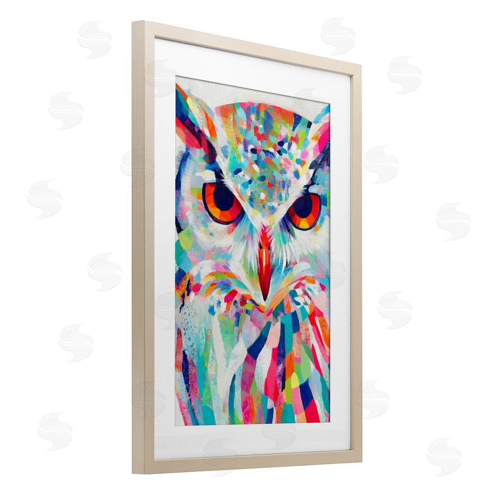 Chromatic Storm Studio Expressive Owl Gaze Brown Framed Print Under Glass Wall Art