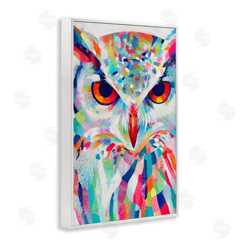 Chromatic Storm Studio Expressive Owl Gaze White Framed Giclee Wall Art