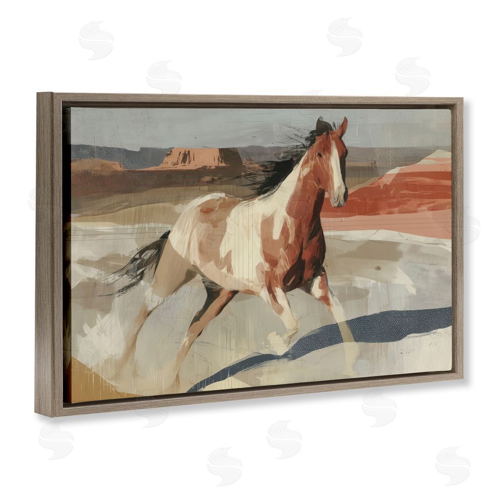 Chromatic Storm Studio Wild Horse Across Plains Brown Floating Framed Canvas Wall Art Print