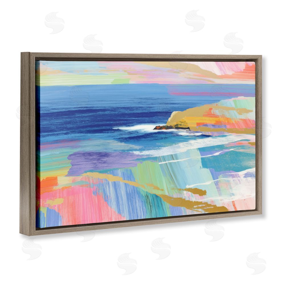 Chromatic Storm Studio Hawaii Coastline Abstraction Brown Floating Framed Canvas Wall Art