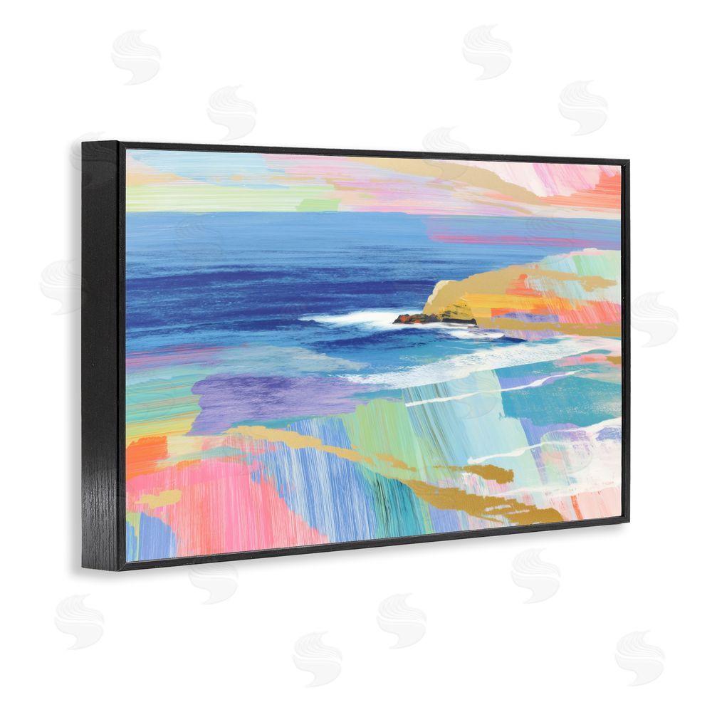 Chromatic Storm Studio Hawaii Coastline Abstraction Black Framed Giclee Wall Art