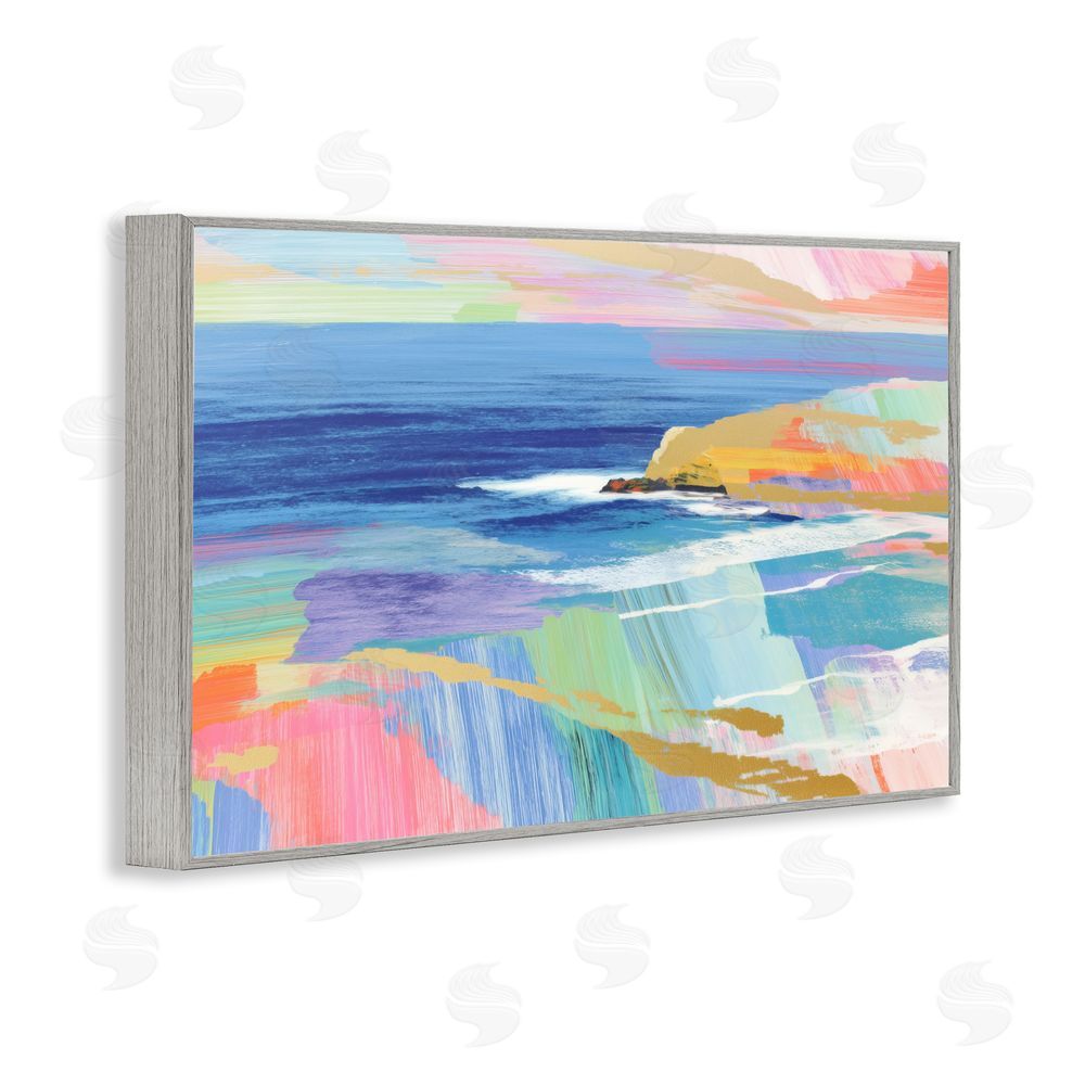 Chromatic Storm Studio Hawaii Coastline Abstraction Gray Framed Giclee Wall Art