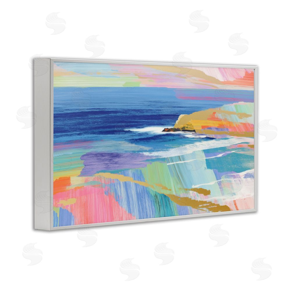 Chromatic Storm Studio Hawaii Coastline Abstraction White Framed Giclee Wall Art