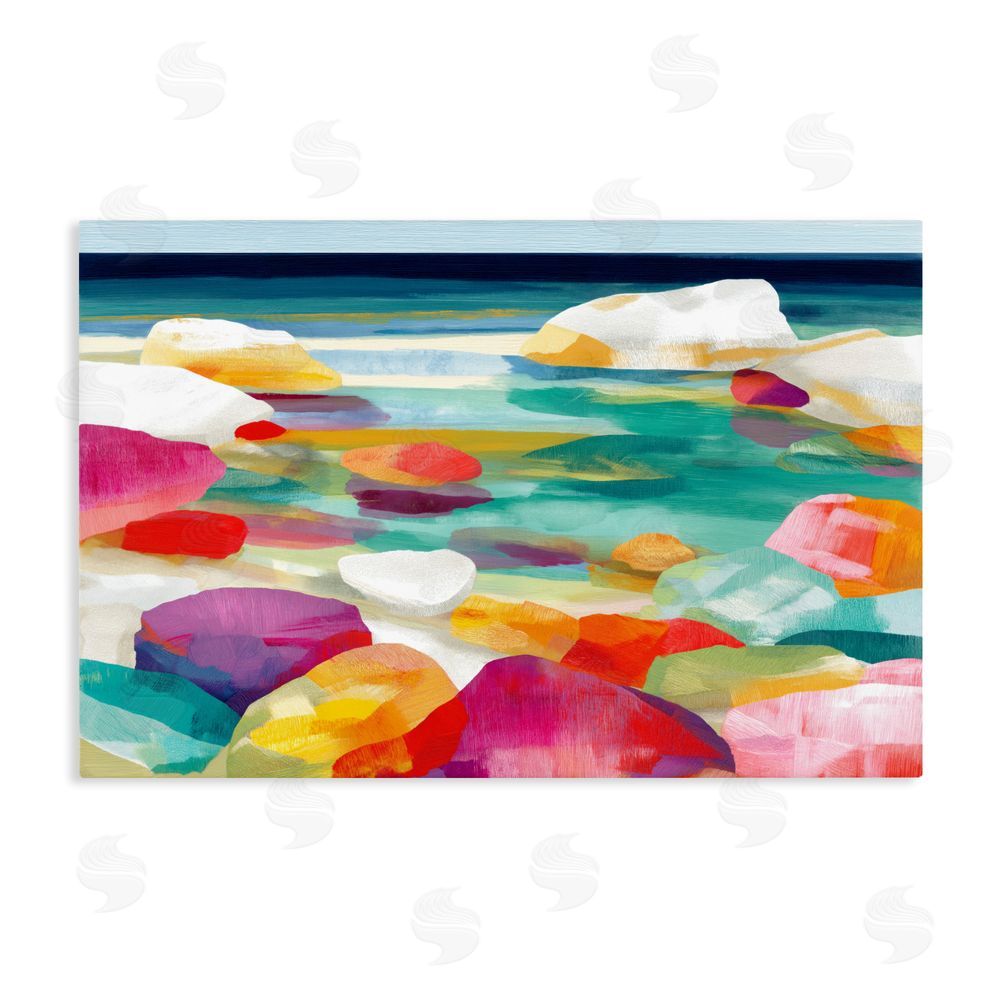 Chromatic Storm Studio Vivid Stones By The Shore Stretched Canvas Wall Art Print