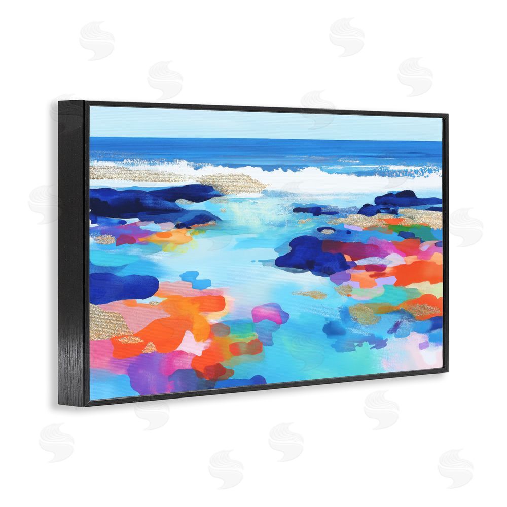 Chromatic Storm Studio Coastal Pools Overlay Abstraction Black Framed Giclee Wall Art Print