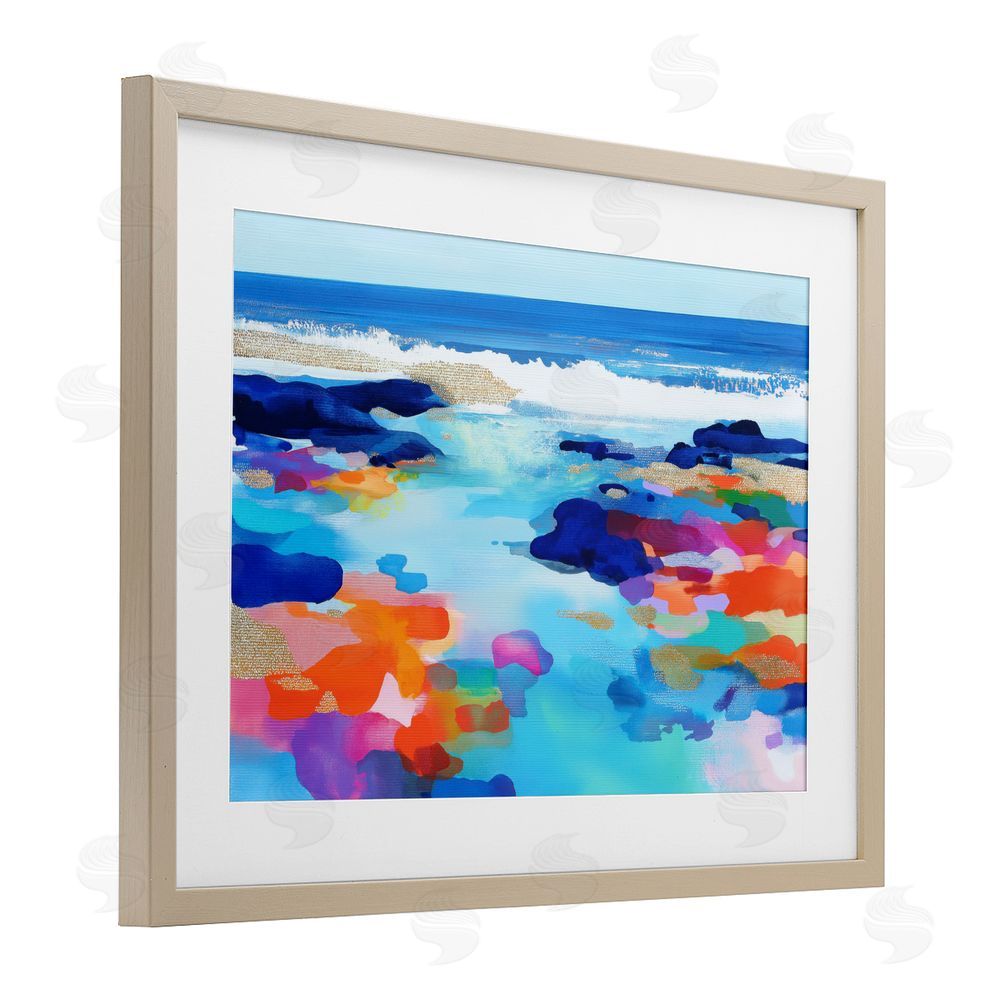 Chromatic Storm Studio Coastal Pools Overlay Abstraction Brown Framed Print Under Glass Wall Art