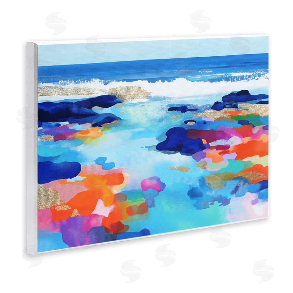 Chromatic Storm Studio Coastal Pools Overlay Abstraction Wall Plaque with Fixed Lithograph Print