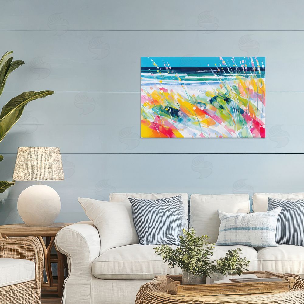 Chromatic Storm Studio Sea Oats & Ocean Breeze Abstract Stretched Canvas on Wall