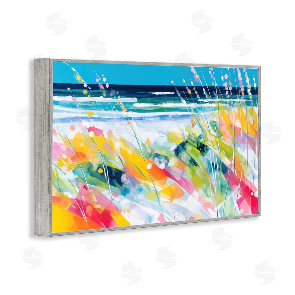 Chromatic Storm Studio Sea Oats & Ocean Breeze Abstract Gray Framed Giclee Wall Art Print
