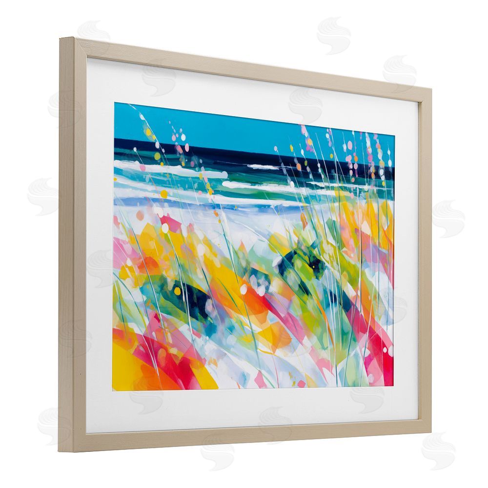 Chromatic Storm Studio Sea Oats & Ocean Breeze Abstract Brown Framed Print Under Glass with White Mat Wall Art