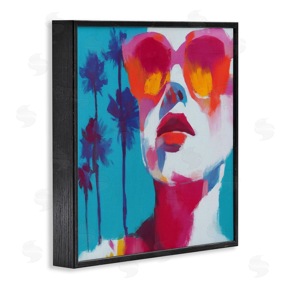 Chromatic Storm Studio Expressive Palm Tree Gaze Black Framed Giclee Wall Art