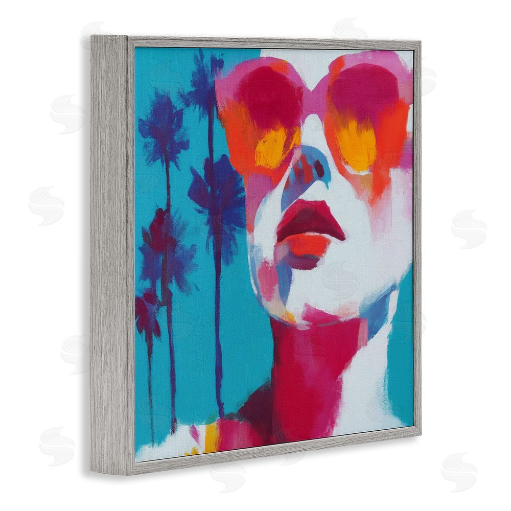 Chromatic Storm Studio Expressive Palm Tree Gaze Gray Framed Giclee Wall Art