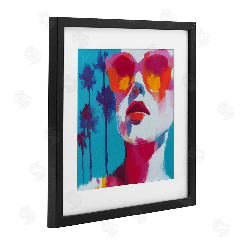 Chromatic Storm Studio Expressive Palm Tree Gaze Black Framed Print Under Glass Wall Art