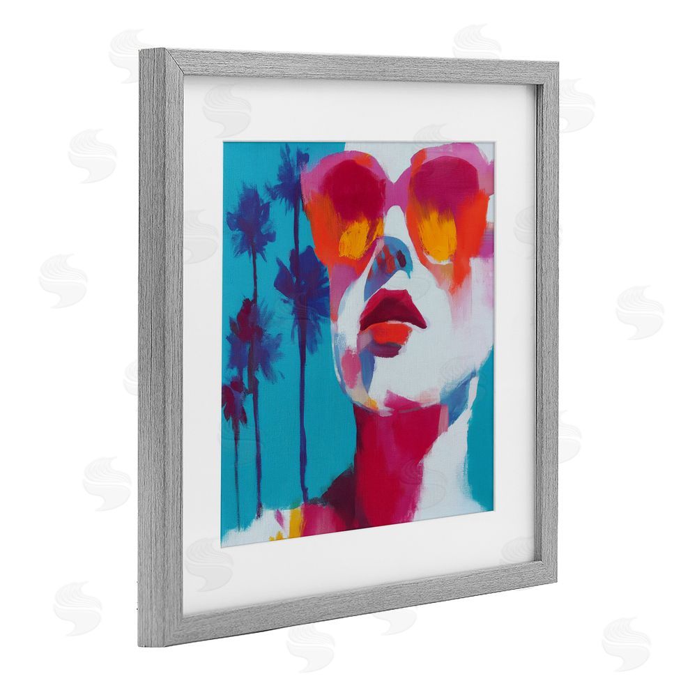 Chromatic Storm Studio Expressive Palm Tree Gaze Gray Framed Print Under Glass Wall Art