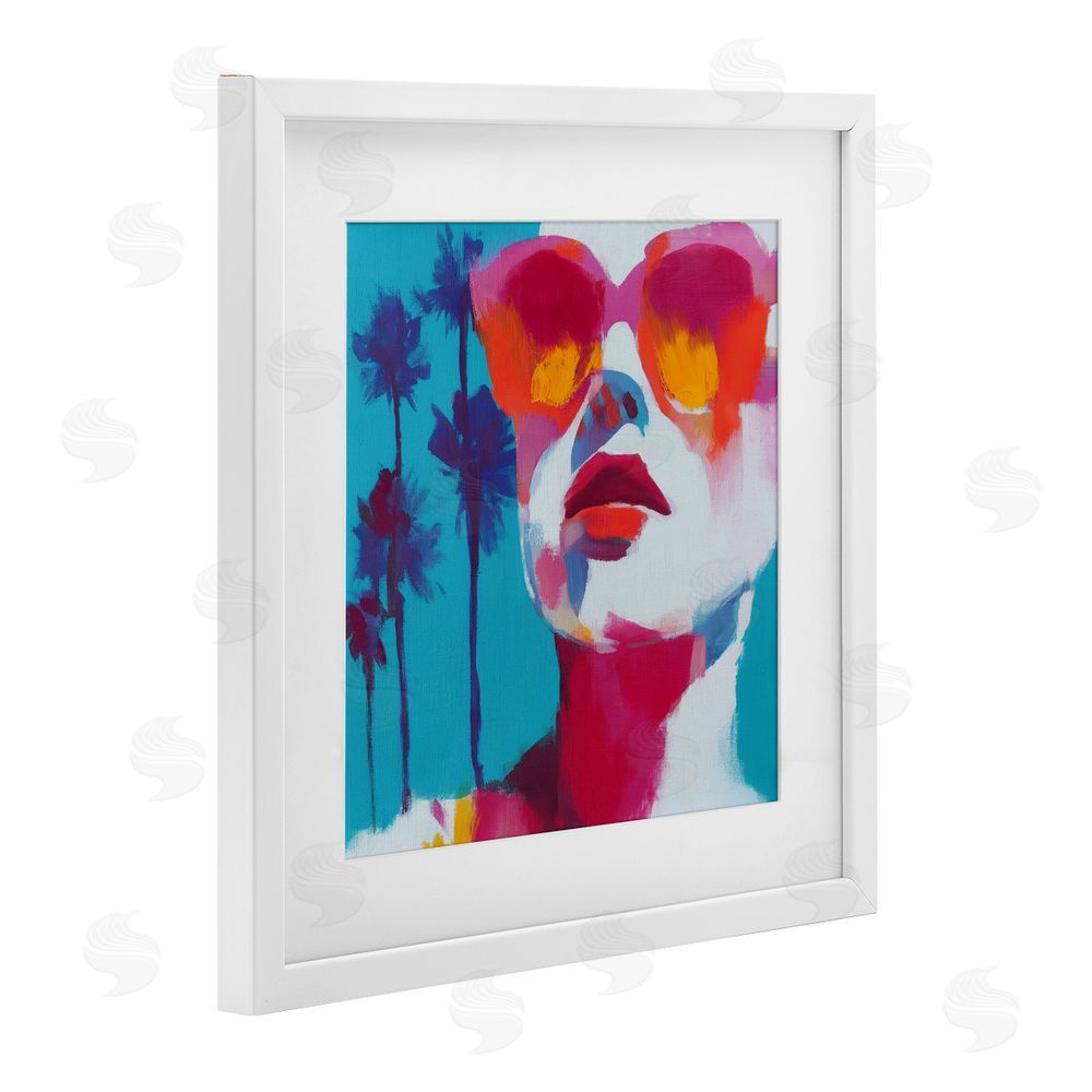 Chromatic Storm Studio Expressive Palm Tree Gaze White Framed Print Under Glass Wall Art