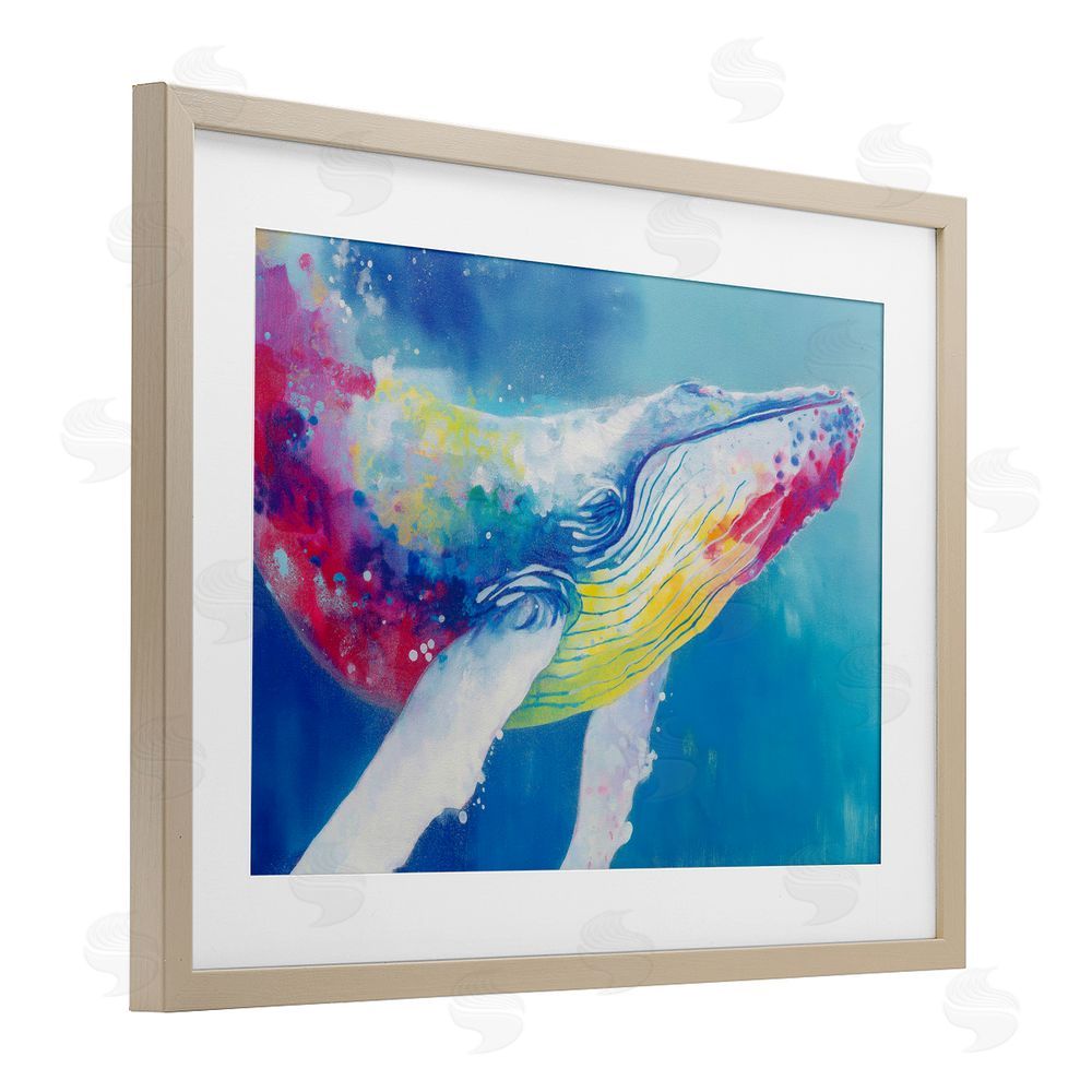 Chromatic Storm Studio Breaching Humpback Whale Brown Framed Print Under Glass with Matting Wall Art