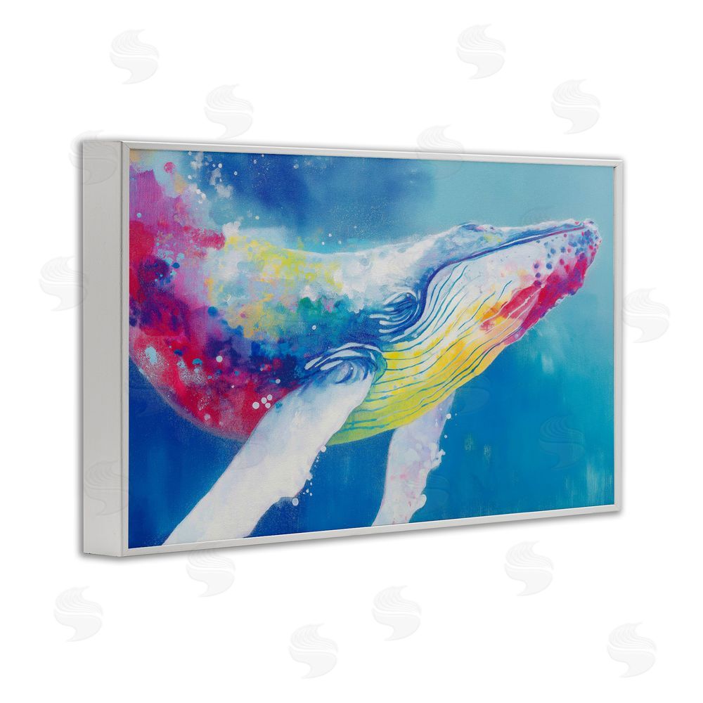 Chromatic Storm Studio Breaching Humpback Whale White Framed Giclee Wall Art Print