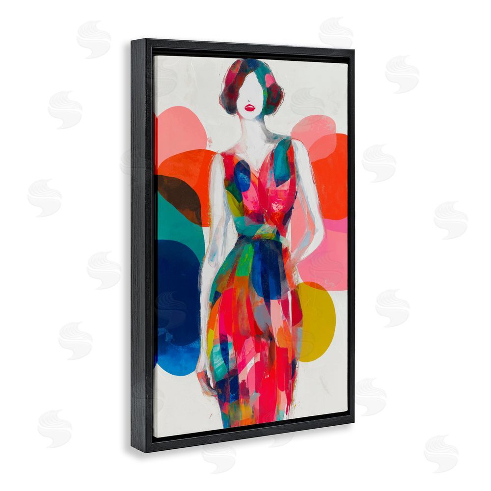 Chromatic Storm Studio Deco Fashion Woman Black Floating Frame Canvas Wall Art Print