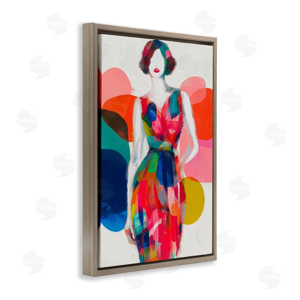 Chromatic Storm Studio Deco Fashion Woman Brown Floating Frame Canvas Wall Art Print