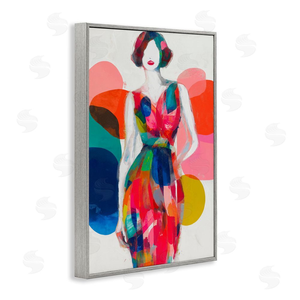 Chromatic Storm Studio Deco Fashion Woman Gray Framed Giclee Wall Art Print