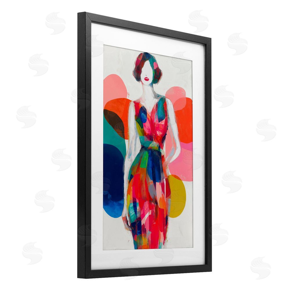 Chromatic Storm Studio Deco Fashion Woman Black Framed Print Under Glass Wall Art