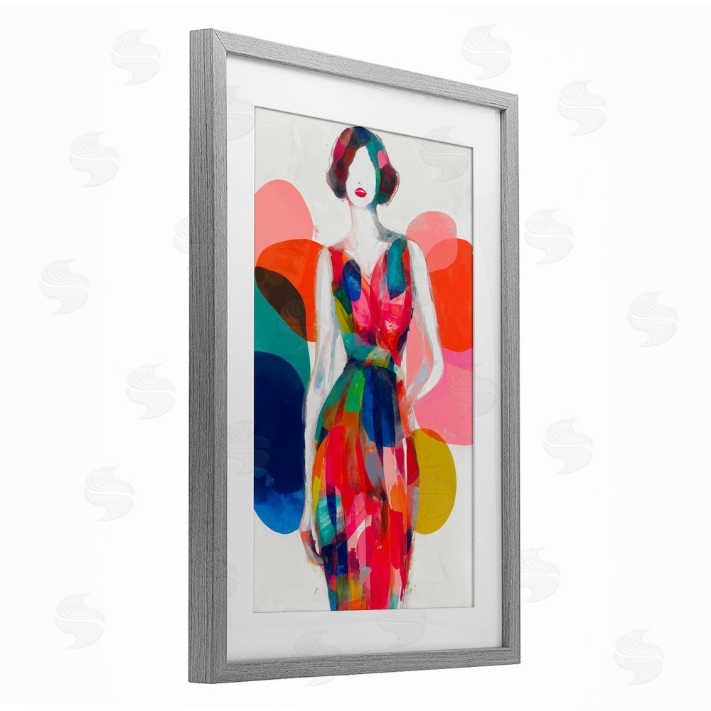 Chromatic Storm Studio Deco Fashion Woman Gray Framed Print Under Glass Wall Art