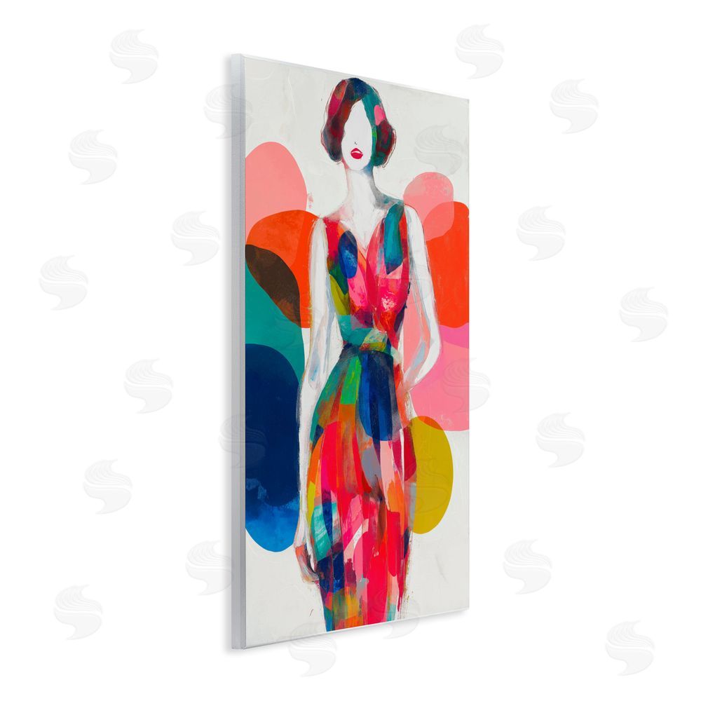 Chromatic Storm Studio Deco Fashion Woman Wall Plaque with Fixed Lithograph Print