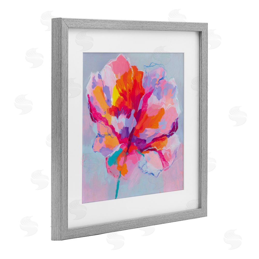 Chromatic Storm Studio The Open Petal Expression Gray Framed Print Under Glass with White Mat Wall Art