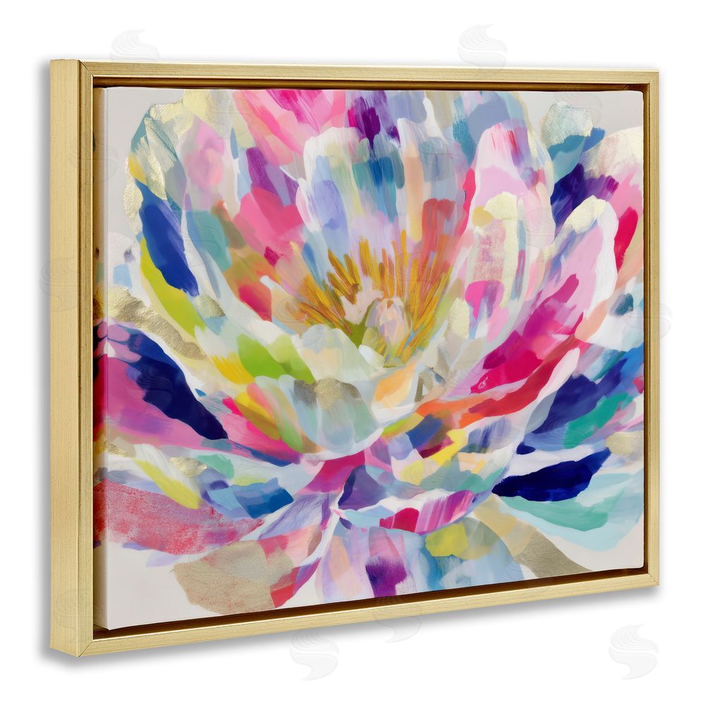 Chromatic Storm Studio Dahlia in Pink & Blue Gold Floating Frame Canvas Wall Art Print