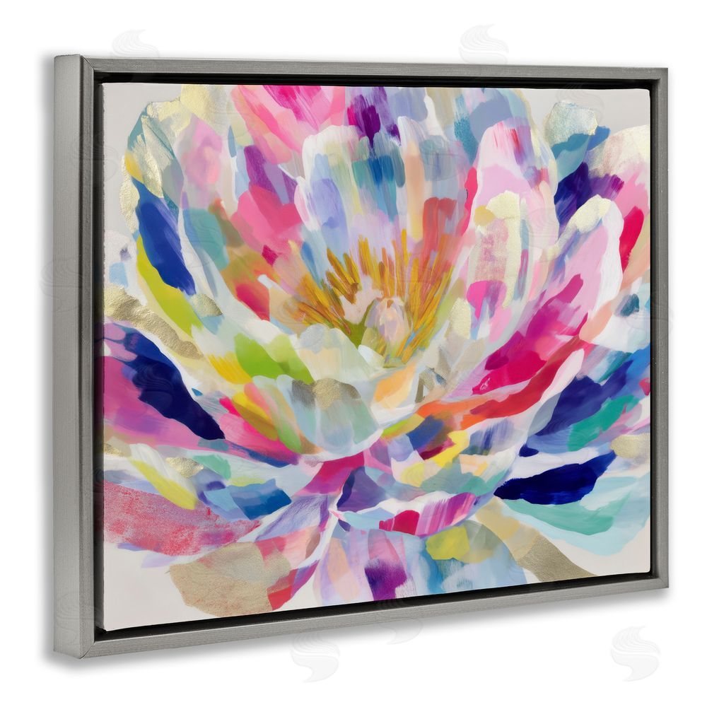Chromatic Storm Studio Dahlia in Pink & Blue Gray Floating Frame Canvas Wall Art Print
