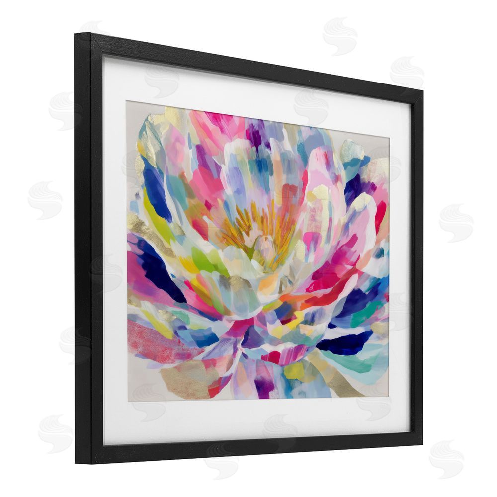 Chromatic Storm Studio Dahlia in Pink & Blue Black Framed Print Under Glass Wall Art