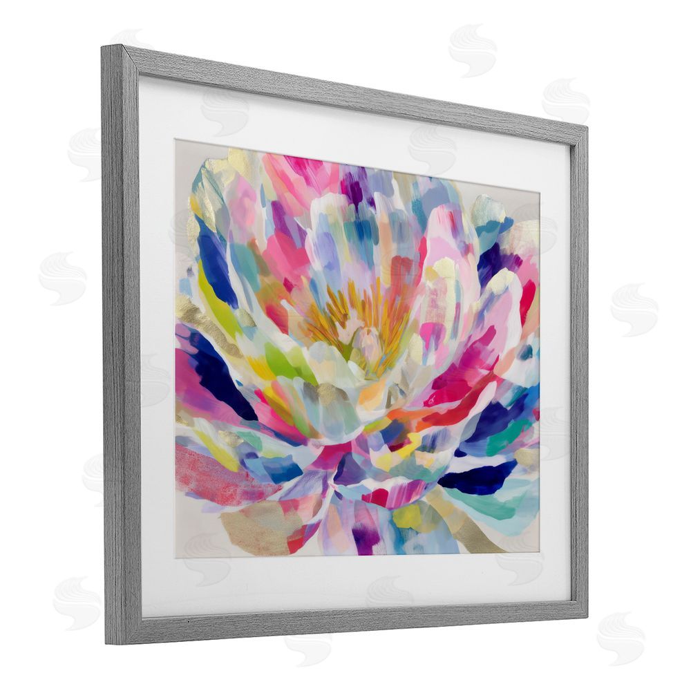 Chromatic Storm Studio Dahlia in Pink & Blue Gray Framed Print Under Glass Wall Art