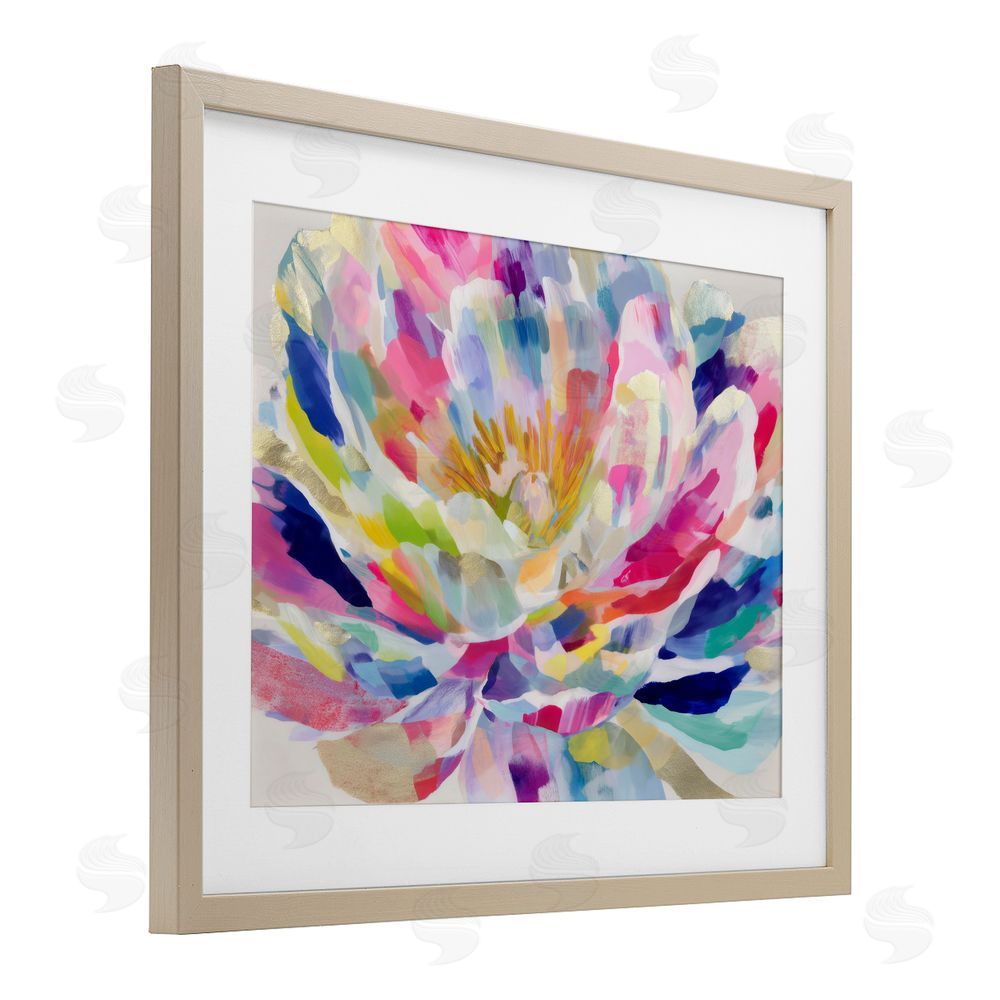 Chromatic Storm Studio Dahlia in Pink & Blue Brown Framed Print Under Glass Wall Art