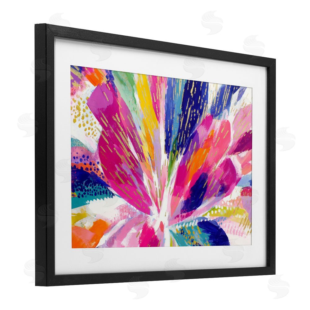 Chromatic Storm Studio Flower Burst in Vibrant Tones Black Framed Print Under Glass Wall Art