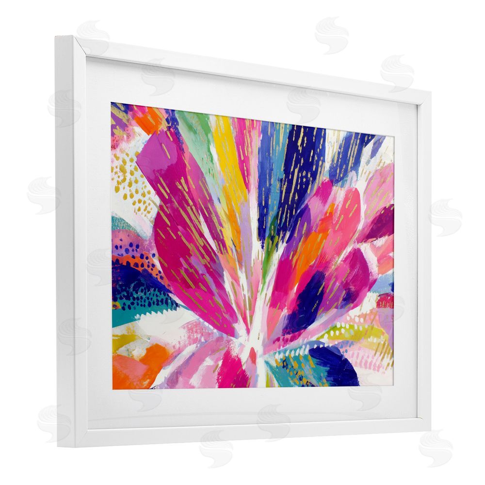 Chromatic Storm Studio Flower Burst in Vibrant Tones White Framed Print Under Glass Wall Art