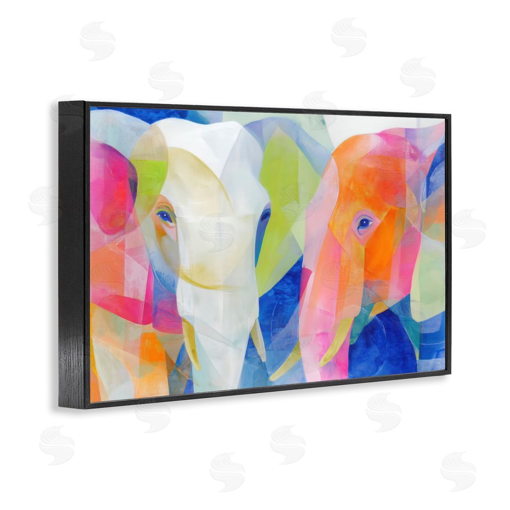 Chromatic Storm Studio Two Elephants Geometric Composition Black Framed Giclee Wall Art Print
