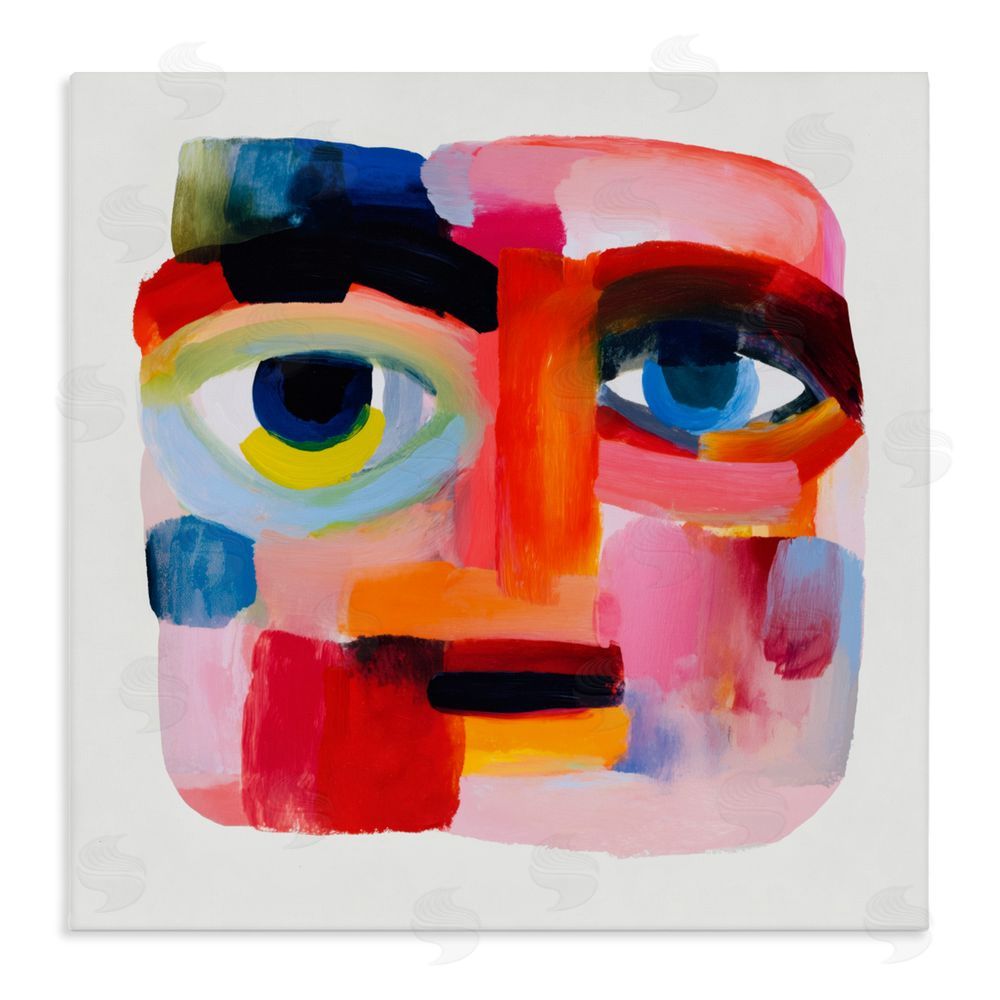 Chromatic Storm Studio Cubist Gaze in Vivids Stretched Canvas Wall Art