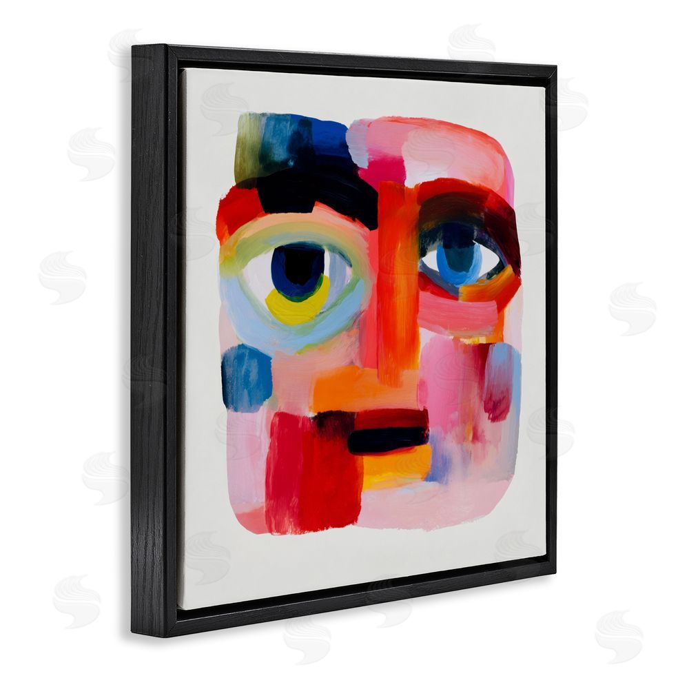 Chromatic Storm Studio Cubist Gaze in Vivids Black Floating Frame Canvas Wall Art Print