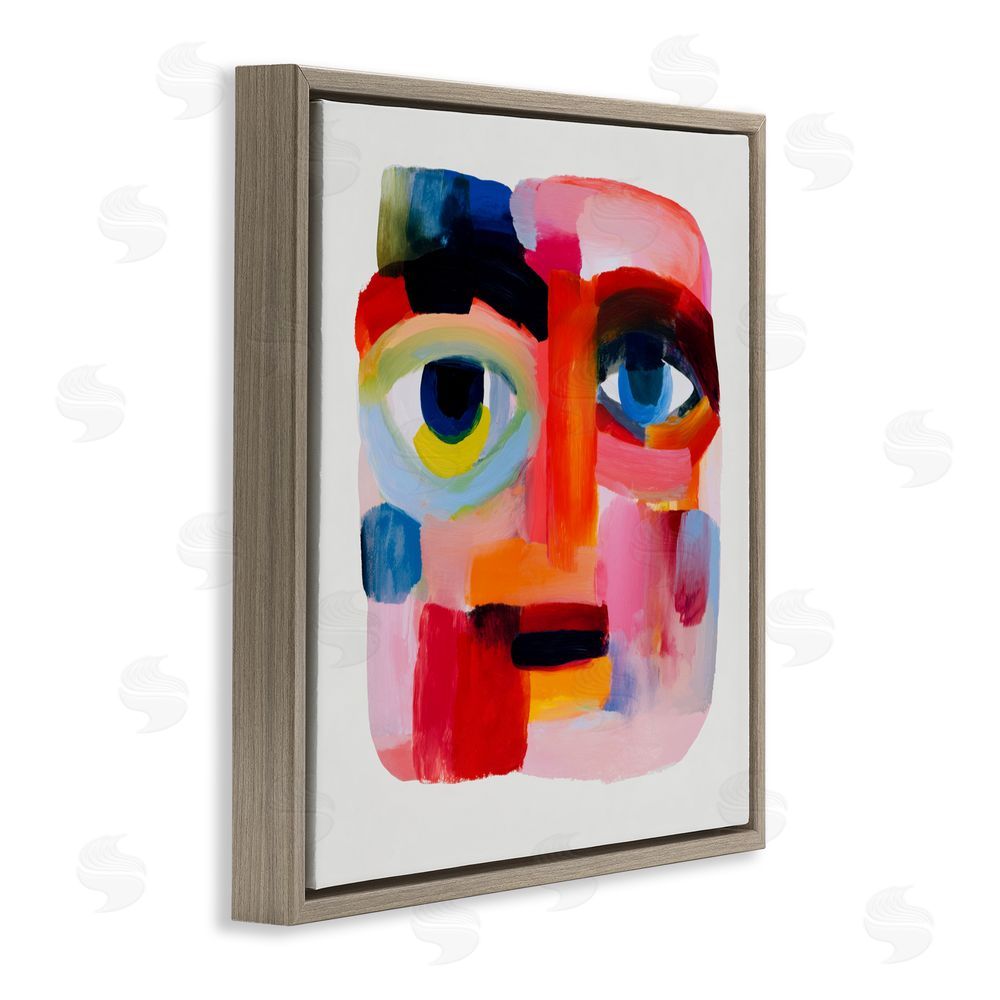 Chromatic Storm Studio Cubist Gaze in Vivids Brown Floating Frame Canvas Wall Art Print