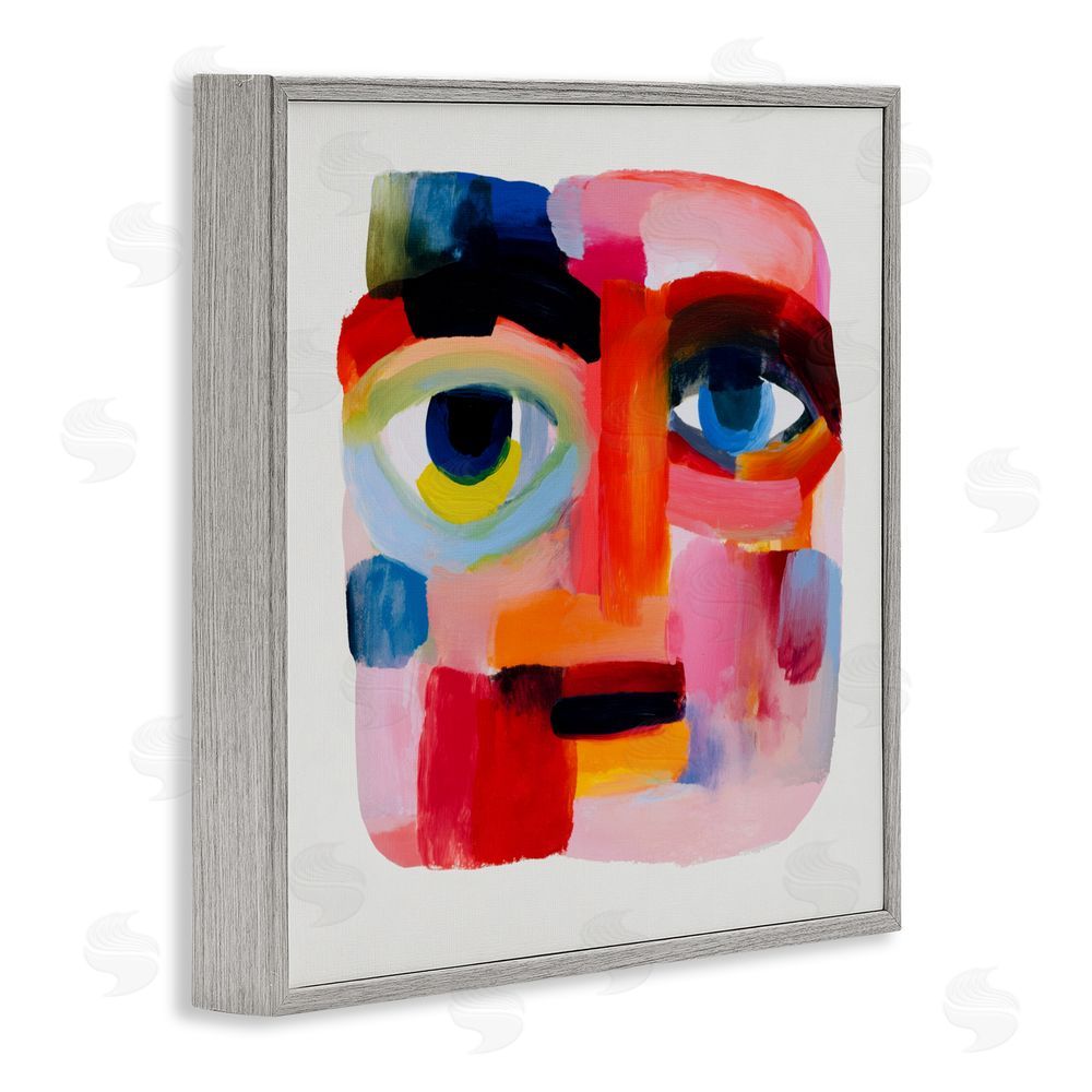 Chromatic Storm Studio Cubist Gaze in Vivids Gray Framed Giclee Wall Art Print