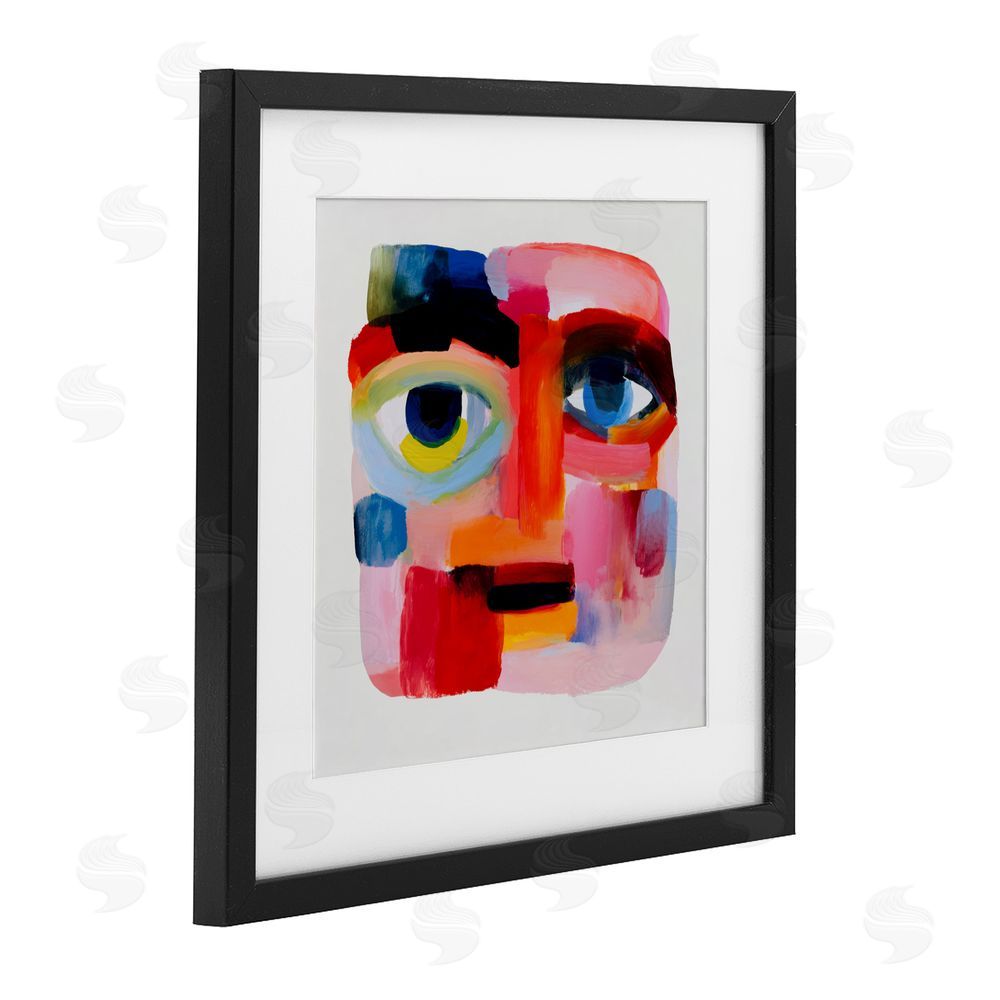 Chromatic Storm Studio Cubist Gaze in Vivids Black Framed Print Under Glass Wall Art