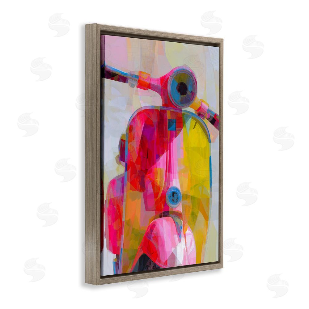 Chromatic Storm Studio Vespa in Pink & Yellow Brown Floating Framed Canvas Wall Art Print