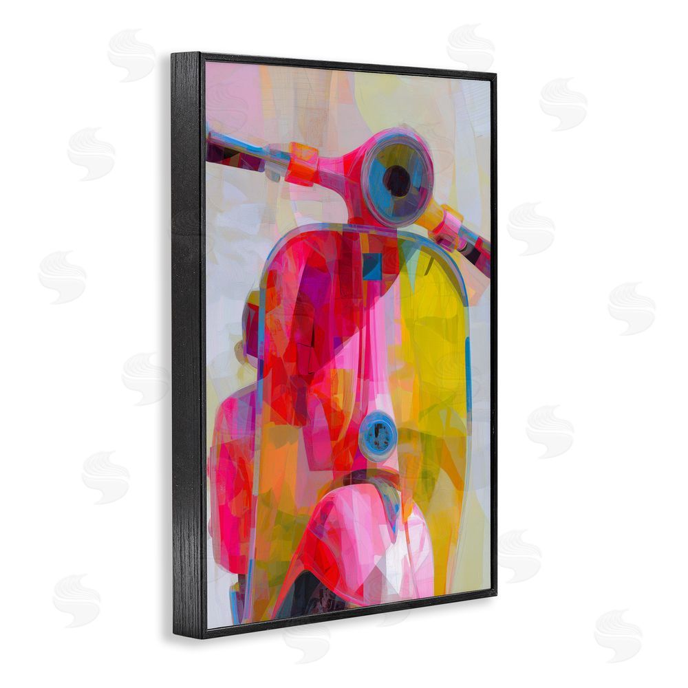 Chromatic Storm Studio Vespa in Pink & Yellow Black Framed Giclee Wall Art Print